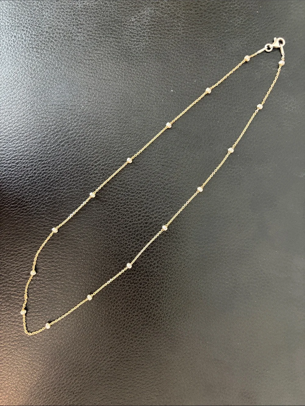 Delicate Gold Station Bead Necklace - Women Jewelry